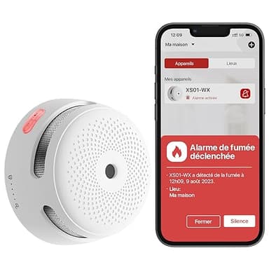 X-Sense Détecteur de Fumée Connecté avec Pile Remplaçable, Détecteur de Fumée Wi-FI Conforme à la Norme EN14604, Notifications Via l’Application, XS01-WX, Lot de 1