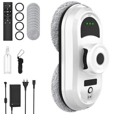 Robot Nettoyeur Vitres, 5600Pa Robot Laveur de Vitre Automatique avec Trois Modes de Nettoyage, Navigation Intelligente, Télécommande, Système de Sécurité et 10 Chiffons, pour Toutes Surfaces Lisses