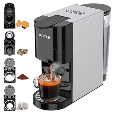KOTLIE Machine à café en capsules 4 en 1 pour NES/DG/café moulu/capsules ESE (44 mm), 19 bar, 1450 W, 800 ml (AC-513K) NOIR