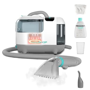 HAUSHOF StainZapper Vapo Nettoyeur de Tapis 1200W, Aspirateur Vapeur de 3 Modes de Nettoyage avec Nettoyant, Nettoyeur Profond Pour Canapé, Voiture et Tissus d'Ameublement 1,8 L+1,3 L, 75dB