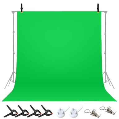 Écran vert de 2 x 3 m avec 4 pinces à coller, toile de fond pliable, fond d'écran vert, fond de studio photo pour le streaming, le jeu, la photographie