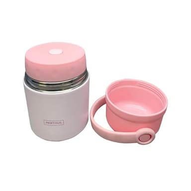 NERTHUS FIH 1464 Bouteille pour solides 650ml, double paroi en acier inoxydable, couvercle avec poignée, bouchon sous vide, fond antidérapant, idéal pour les aliments et les soupes