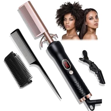 Peigne Chauffant Peigne Chauffant Cheveux Afro Peigne Lisseur Cheveux Peigne Lissant Hot Comb Avec Écran LCD 120-230℃, Peigne Lisseur En Céramique, Arrêt Automatique