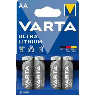 VARTA Piles AA, lot de 4, Ultra Lithium, 1,5V, adaptées aux appareils photo numériques, jouets, appareils GPS, pour le sport et à l'extérieur