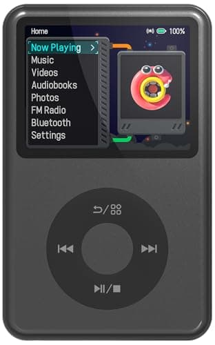 Innioasis 128Go Lecteur MP3 avec Bluetooth, Lecteur Audio Numérique Vidéo Y1 pour Enfants avec Livre Audio et Radio FM, Commande à Molette Tactile, Style Intemporel (Noir)