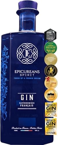 EPICUREANS GIN - Le Gin Gastronomique Français, Citron de Menton, Cassis de Bourgogne et Verveine du Velay - 15 Mois, 15 Médailles, 8 en Or - Gin Premium - 40%, 70cl