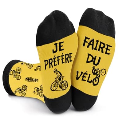 BHGWR Cadeau Noel Homme Velo, Chaussettes Rigolotes Homme 43-46 Fantaisie Velo, Chaussette Homme Humour Idee Cadeau Drole Anniversaire Fete des Peres la Saint Valentin pour Papa Adolescents Garçon