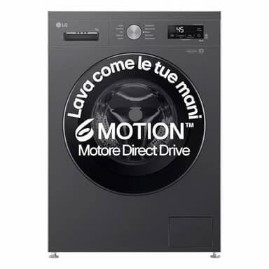 LG F4NX1009NMB Machine à Laver 9kg Chargeur Frontal Série X1, Classe A, 1400 Tours WiFi, 6 Motion Direct Drive, Lavage à vapeur, Allergy Care, Autonome, Noir Moyen