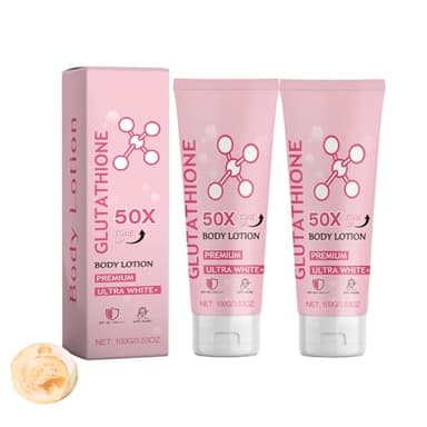 Glutathione Lot de 2 lotions pour le corps enrichie et éclaircissante pour homme et femme Crème hydratante à la niacinamide, à l'acide hyaluronique, améliore les taches sombres, sans danger pour la