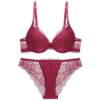 Sencylife Ensemble de Soutiens-Gorge Sexy pour Femme avec Soutien-Gorge Push-up rembourré à Armatures, Rouge Bordeaux, 95B