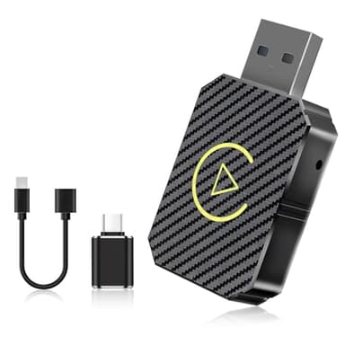 SJACXANM Carplay sans Fil, Adaptateur Carplay sans Fil, Carplay Android Auto, Carplay sans Fil, 2 en 1 Wireless Carplay Adapter pour Voitures équipées De Carplay & AA,USB C/A (Noir)