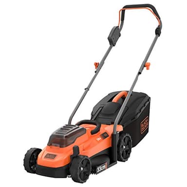 Black+Decker Tondeuse à gazon sans fil BCMW3336N (36 V, largeur de coupe de 33 cm, pour surfaces moyennes jusqu'à 250 m², 5 niveaux de réglage de la hauteur, panier collecteur de 35 l, livrée sans