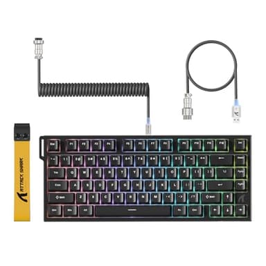 ATTACK SHARK R82 HE Clavier Gaming Filaire 75 %, Switch Magnétique, Polling Rate 8000 Hz, Précision Ultra de 0,005 mm RT, RVB, 5 Couches d’Absorption Sonore, avec Câble LED C01ULTRA (Noir)