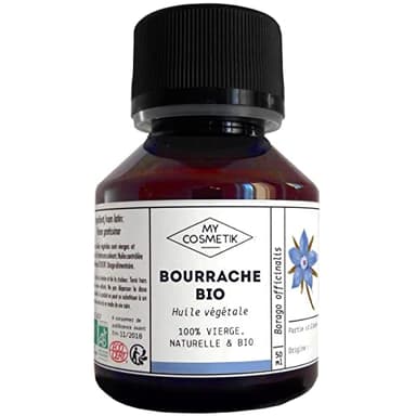 MyCosmetik - Huile végétale de Bourrache - BIO AB Issue de l'agriculture Biologique - 100% pure et naturelle - Fabriqué en France - Soins anti-âge et antirides - 100 ml