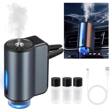 Diffuseur De Parfum Pour Voiture, Diffuseur De Parfum Intelligent Pour Voiture Avec 3 Parfums, Universel Rechargeable Intelligent 3 Modes/Couleurs, Allumage/Extinction Automatique