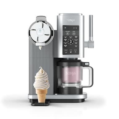 NINJA CREAMi Scoop et Swirl Machine a Glace et Sorbetière, 13 modes, Machine a glaces l’italienne Intégré, Avec 2 pots, Pièces Amovibles Lavables au Lave-Vaisselle, Gris platine NC701EU