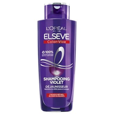 L'Oréal Paris - Shampooing Violet Déjaunisseur - Pour Cheveux Blonds, Décolorés, Méchés ou Blancs - Neutralisation des Reflets Jaunes & Orangés - Elseve Color-Vive - 200 ml