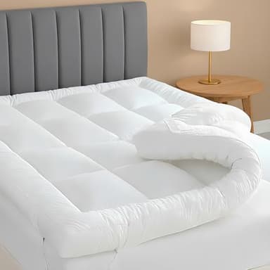 LOOMERIG Surmatelas en microfibre de qualité supérieure de 10 cm pour lit double - Doux et moelleux avec coutures en carré pour un confort amélioré (double - 137 x 190 cm)