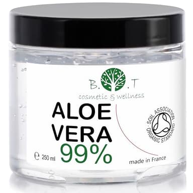 Gel Aloe Vera Bio, 100% Naturel, Hydratant Visage et Corps, Calmant Après-Rasage, Après-Soleil Naturel, Soin Capillaire, Plaquage Cheveux 250 ml