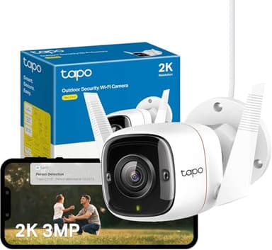 Tapo C310 Caméra de Surveillance WiFi extérieur 3MP, Vision Nocturne à 30 m, détection de Mouvement, étanche IP66, Notification d'alarme, Audio bidirectionnel, Compatible Alexa et Google