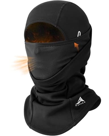 GXCROR Cagoule Balaclava Masque de ski – double couche, coupe-vent et chaud pour l’hiver, la moto, le ski, unisexe, Noir , taille unique
