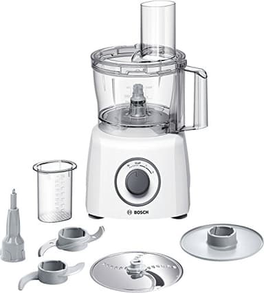 Bosch MultiTalent 3 MCM3100W – Robot de cuisine polyvalent avec plus de 20 fonctions – 800 W – Capacité de 2,3 L – Couleur : Blanc/Gris