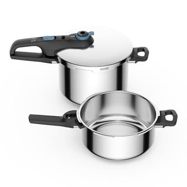 Tefal Secure Trendy Cocotte-minute 2 cuves 4et 6L, Cuisson rapide, 2 programmes, Sûr, Compatible induction P2584301