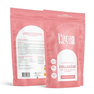 Parakeya- Collagène marin + Acide Hyaluronique + Vitamine C- 60 gélules- Cure de 1 mois