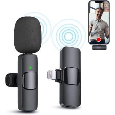 Micro Cravate sans Fils pour iOS,Mini Microphone Plug-Play Professionnel,Mini Micro pour Smartphone,Mini Micro iOS Telephone,Wireless Lavalier Microphone pour Enregistrement Vidéo,Podcast,Youtube