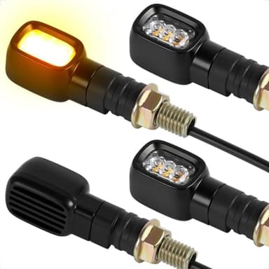 evermotor Mini Clignotant Moto LED Homologué 12v, E24, 400mm Long Câble, Indicateur Moto Rectangulaire Étanche Ip67 (4 Pièces)