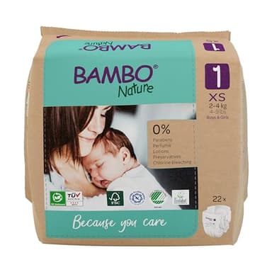 Bambo Nature Couches écologiques de qualité supérieure, couches écologiques pour nouveau-né, protection améliorée contre les fuites, couches sûres et confortables pour bébé, essentiels pour