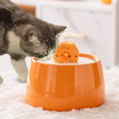 Fontaine à eau pour chat - En céramique - Pour animal de compagnie - Boire automatiquement de l'eau - Cycle d'alimentation - Flux d'eau - Pour chien - Céramique blanche