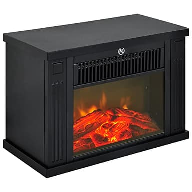 HOMCOM Cheminée électrique à Effet de Flamme poêle Style Contemporain Thermostat 600-1200 W Noir