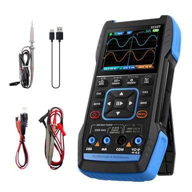 Oscilloscope, Kit Numérique Multimètre 3 en 1 Oscilloscope USB 2 canaux, Bande Passante de 10 MHz, Taux D'échantillonnage de 50 Msa/s, 10000 Points, Tension, Condensateur, Résistance, Diode