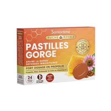Santarome - Pastilles pour apaiser la gorge - Propolis, Miel - 24 pastilles