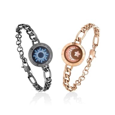 TOTWOO Bracelet Couple Intelligent, Cadeau Amoureux à Distance, Bracelet Connecté via Bluetooth Vibrant & Tactile, Acier Inoxydable 316L