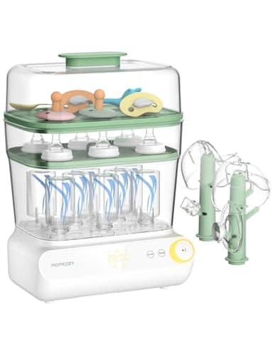 Momcozy Stérilisateur et séchoir à biberons à 3 couches, stérilisation et séchage rapides, stérilisateur universel pour tous les biberons et accessoires de tire-lait, écran tactile et désinfectant de