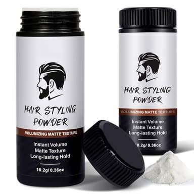 Poudre Coiffante pour Homme, 2 Pièces de Poudre de Texture pour Cheveux, Aspect Naturel pour Homme - Texture Mate, Tenue Longue Durée - Facile à Appliquer, non Grasse