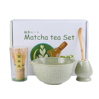 Ensemble complet de 4 bols à Matcha, accessoires Matcha, ensemble pour débutants Matcha, avec cuillère à whisky Matcha, un cadeau pour les amateurs de Matcha (couleur Matcha)