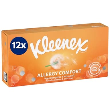 KLEENEX - Mouchoirs boîte Allergy Comfort (12 boîtes de 56 mouchoirs) - apporte un plus grand confort en cas de symptômes d’allergie - Fabriqué en France