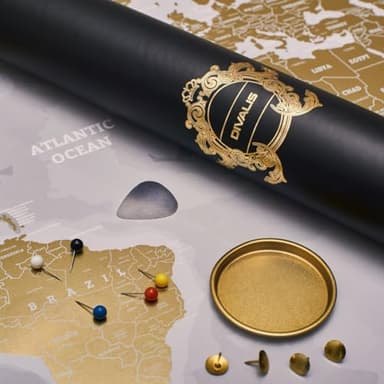 Extra Grand de Carte du Monde à Gratter - Carte du Monde à Gratter - Cadeau Mappemonde pour les Voyages - Tous les Accessoires - Scratch off World Map