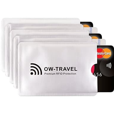 OW-Travel Etui Carte Bancaire Anti Piratage. Porte Carte Antivol Anti Fraude. Etui Protection Carte Bancaire sans Contact. Porte Carte Bancaire Anti Piratage (RFID Pochette Carte 5 Argent)