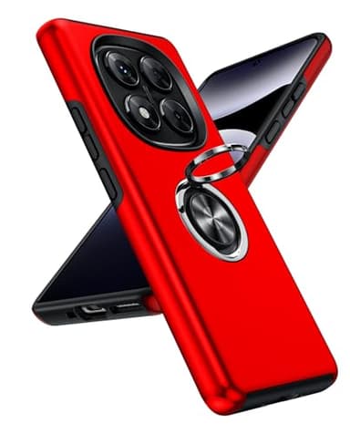 LeYi Coque pour Xiaomi Redmi Note 14 Pro 5G / 4G / 14 Pro Plus 5G Étuis, Téléphone Portable Xaomi TPU Etui, Protection 512 Go Smartphone Silicone Incassable Antichoc Invisible Anneau Housse - Rouge