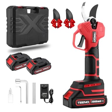TEENO Sécateur Électrique Sans Fil Brushless,2 * 2000mAh Batteries,Professionnel Sécateur Lame Convient Pour Les Jardins,Les Branches