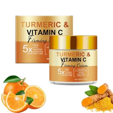 Crème Visage Au Curcuma et à La Vitamine C,Cremes Eclaircissante Hydratante Anti Tache Visage,Crème Hydratante Au Collagène Pour Taches Sombres,Cremes Eclaircissante Peau Noir,Texture Légère - 60g (1)