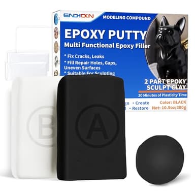 Mastic Epoxy, Endhokn 300g Mastic Epoxy bi Composant Réparer Fuites, Fissures Et Remplir Les Trous, Pate Sculpt Epoxy Pour Métal, Céramique, Plastique, Bois, Carrelage (noir)