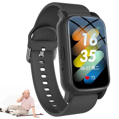 Vexorium Montre Connectée Seniors – GPS Précis, Détection de Chute & SOS 3 s, Rappel Médicaments, Appel Vidéo HD, Autonomie Longue,Noir