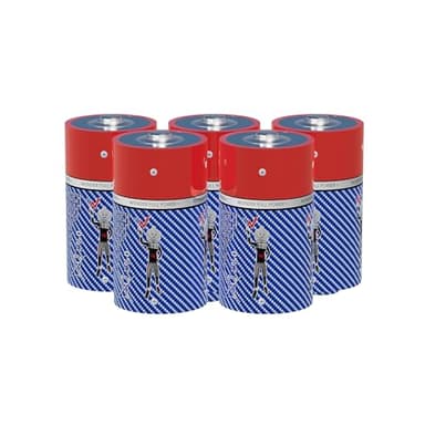 W Onder Full Energy - Lot de 5 Piles Alcalines D / LR20 1.5V - Longue Durée et Haute Fiabilité - Idéal pour Radios, Jouets, Lampes, Appareils Énergivores - Anti-Fuite, sans Plastique, Encre de Soja