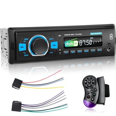 Autoradio 1 Din avec EQ - Autoradio Bluetooth avec Dab, Radio FM, SWC, Entrée USB/AUX/TF/SD + Télécommande