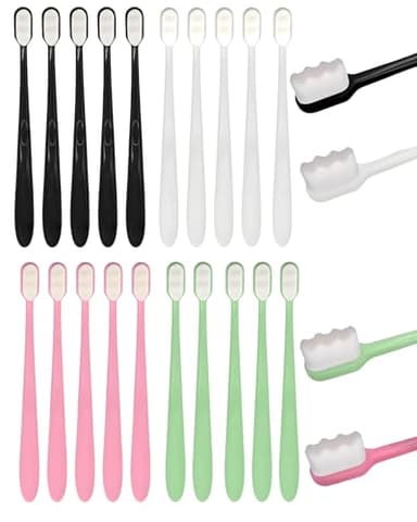 HUVZOR 20 PCS brosses à Dents Extra Douces Micro Nano manuelles avec 20 000 Poils pour gencives fragiles Adultes et Enfants
